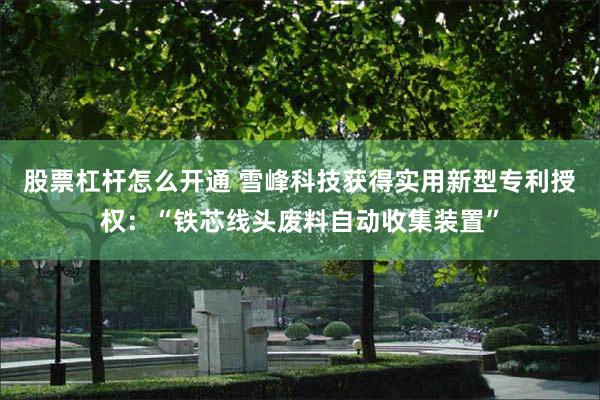 股票杠杆怎么开通 雪峰科技获得实用新型专利授权：“铁芯线头废料自动收集装置”